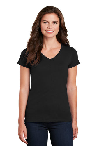 gildan ladies heavy cotton v neck t shirt 5v00l black