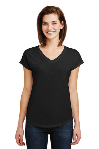 anvil ladies tri blend v neck tee 6750vl black