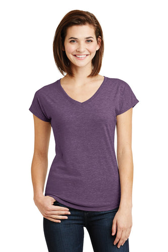 anvil ladies tri blend v neck tee 6750vl heather aubergine