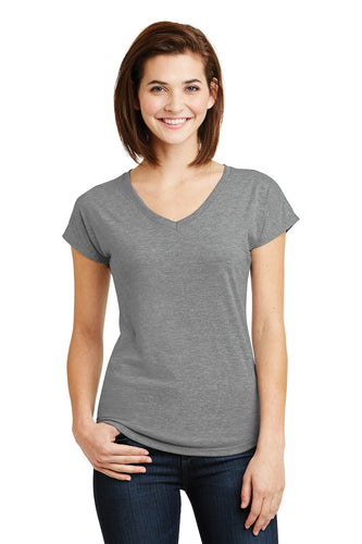 anvil ladies tri blend v neck tee 6750vl heather grey