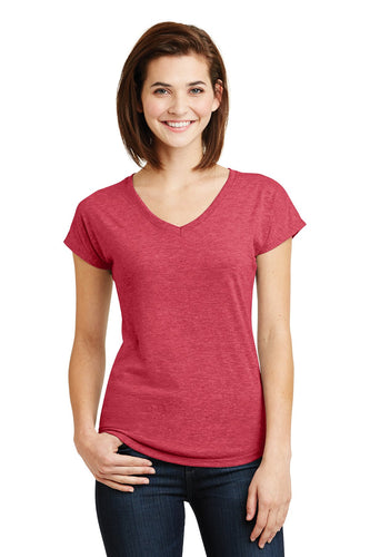 anvil ladies tri blend v neck tee 6750vl heather red