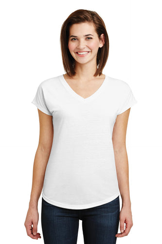 anvil ladies tri blend v neck tee 6750vl white