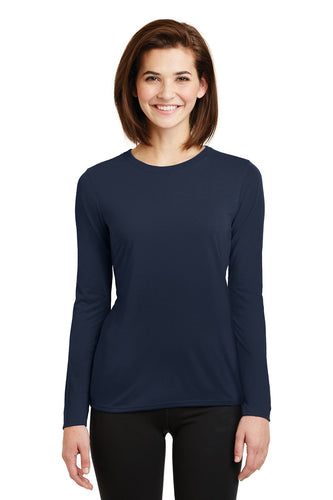 gildan ladies gildan performance long sleeve t shirt 42400l navy