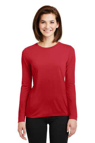 gildan ladies gildan performance long sleeve t shirt 42400l red