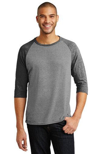 anvil tri blend 3/4 sleeve raglan tee an6755 heather grey/ heathered dark grey