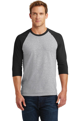 gildan heavy cotton 3 4 sleeve raglan t shirt 5700 sport grey/ black