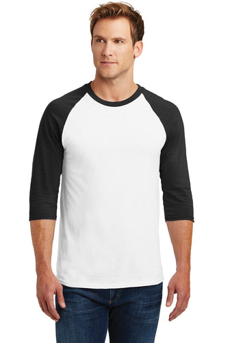gildan heavy cotton 3 4 sleeve raglan t shirt 5700 white/ black