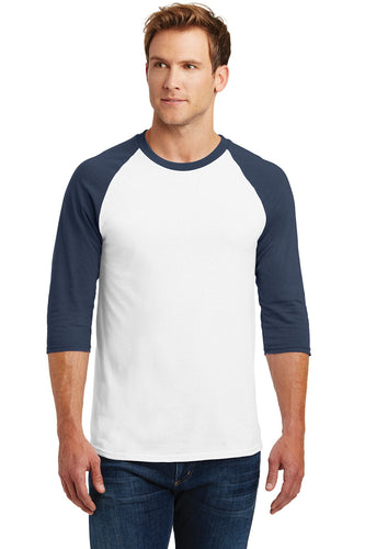 gildan heavy cotton 3 4 sleeve raglan t shirt 5700 white/ navy