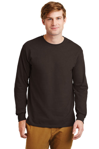 gildan ultra cotton long sleeve t shirt g2400 dark chocolate