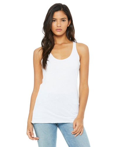 bella + canvas ladies triblend racerback tank 8430 solid wht trblnd