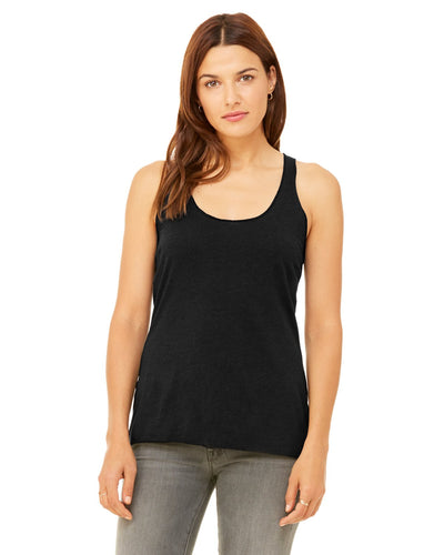 bella + canvas ladies triblend racerback tank 8430 blk hthr triblnd