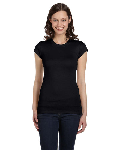 bella + canvas ladies sheer mini rib short sleeve t-shirt 8701 black