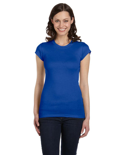 bella + canvas ladies sheer mini rib short sleeve t-shirt 8701 true royal