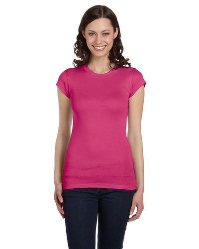 bella + canvas ladies sheer mini rib short sleeve t-shirt 8701 berry