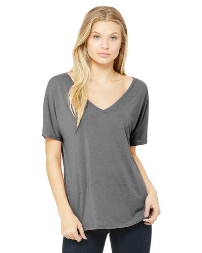 bella + canvas ladies slouchy v-neck t-shirt 8815 grey triblend