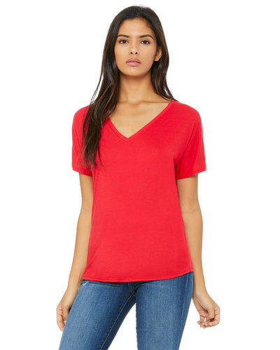 bella + canvas ladies slouchy v-neck t-shirt 8815 red