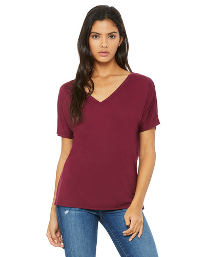 bella + canvas ladies slouchy v-neck t-shirt 8815 maroon