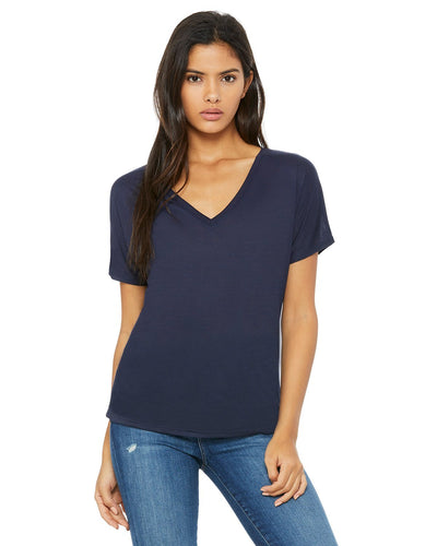 bella + canvas ladies slouchy v-neck t-shirt 8815 midnight