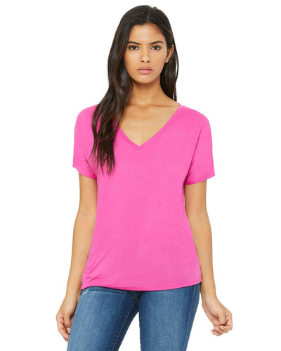 bella + canvas ladies slouchy v-neck t-shirt 8815 berry