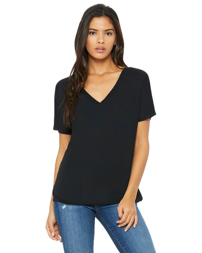 bella + canvas ladies slouchy v-neck t-shirt 8815 black