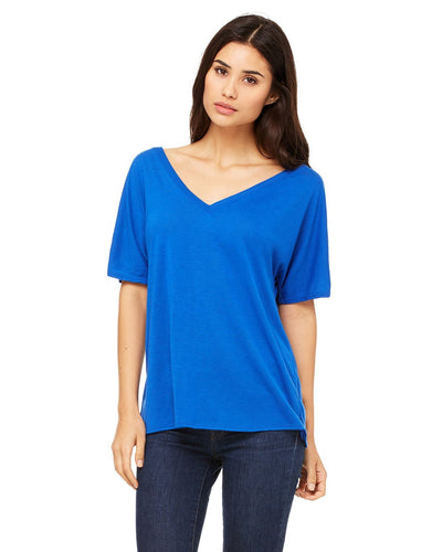 bella + canvas ladies slouchy v-neck t-shirt 8815 true royal
