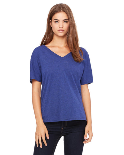 bella + canvas ladies slouchy v-neck t-shirt 8815 navy triblend