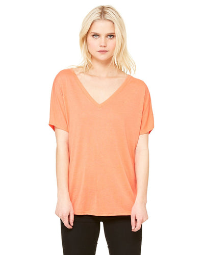 bella + canvas ladies slouchy v-neck t-shirt 8815 coral