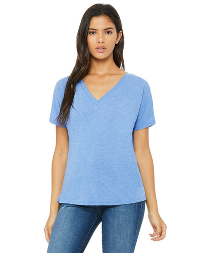 bella + canvas ladies slouchy v-neck t-shirt 8815 blue triblend