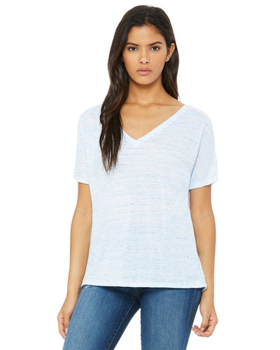 bella + canvas ladies slouchy v-neck t-shirt 8815 blue marble