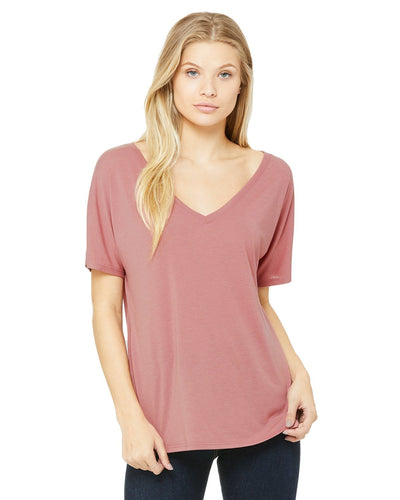 bella + canvas ladies slouchy v-neck t-shirt 8815 mauve