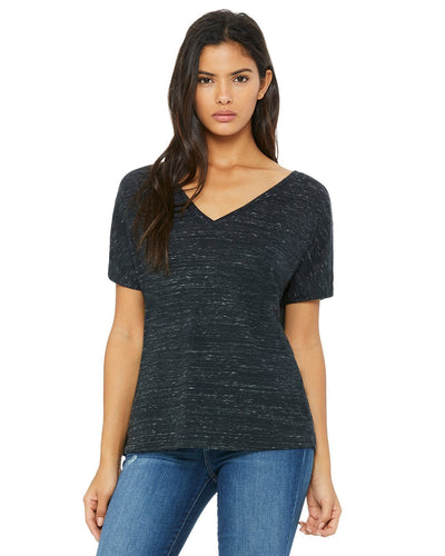 bella + canvas ladies slouchy v-neck t-shirt 8815 black marble
