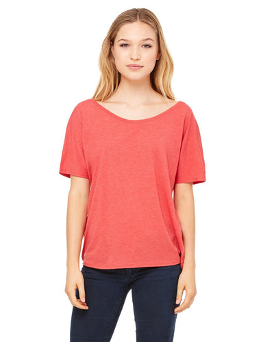 bella + canvas ladies slouchy t-shirt 8816 red triblend