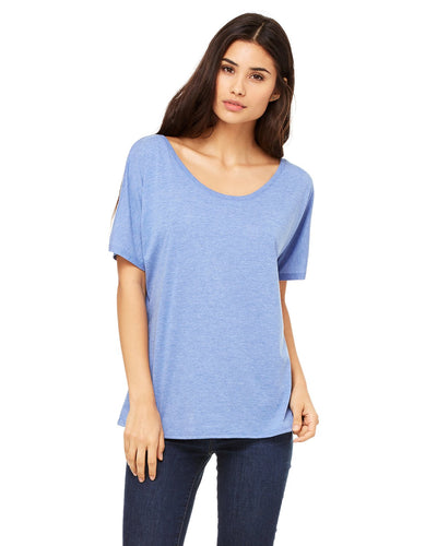 bella + canvas ladies slouchy t-shirt 8816 blue triblend