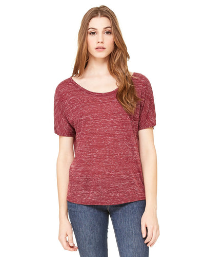 bella + canvas ladies slouchy t-shirt 8816 maroon marble