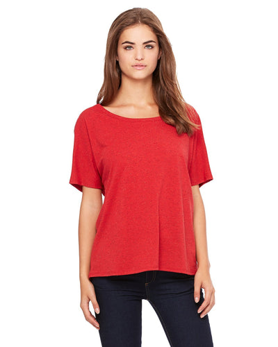 bella + canvas ladies slouchy t-shirt 8816 red speckled