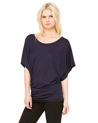 bella + canvas ladies flowy draped sleeve dolman t-shirt 8821 midnight