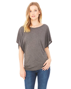 bella + canvas ladies flowy draped sleeve dolman t-shirt 8821 drk grey heather