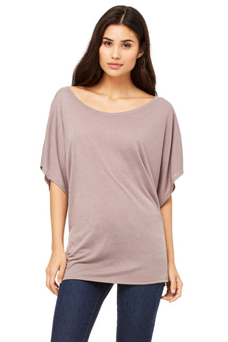 bella + canvas ladies flowy draped sleeve dolman t-shirt 8821 pebble brown