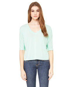 bella + canvas ladies flowy boxy half-sleeve v-neck t-shirt 8825 mint
