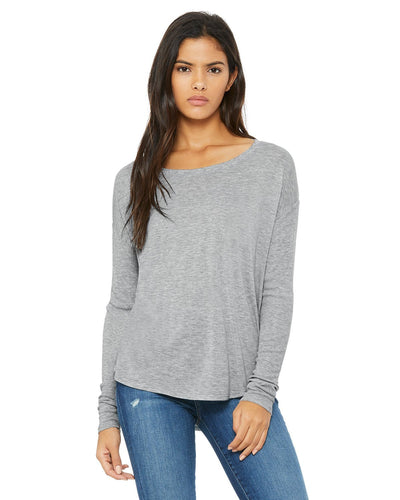 bella + canvas ladies flowy long sleeve t-shirt with 2x1 sleeves 8852 athletic heather