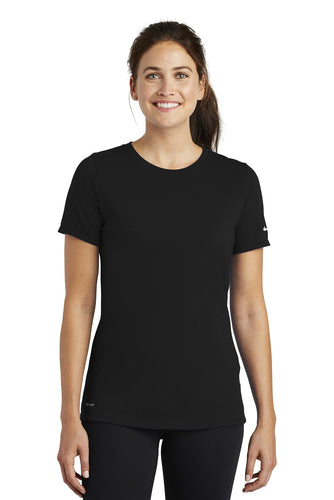 nike ladies drifit cottonpoly scoop neck tee nkbq5234 black