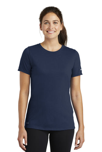 nike ladies drifit cottonpoly scoop neck tee nkbq5234 college navy