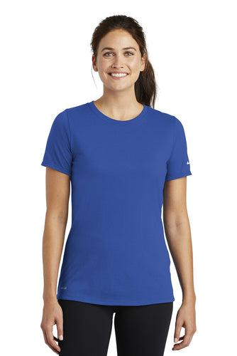 nike ladies drifit cottonpoly scoop neck tee nkbq5234 rush blue