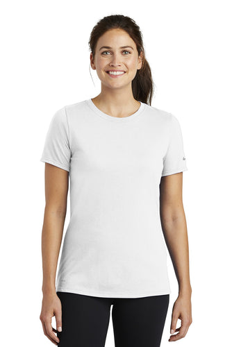 nike ladies drifit cottonpoly scoop neck tee nkbq5234 white