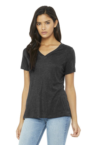 bella + canvas ladies relaxed jersey short sleeve v-neck t-shirt 6405 chrcl blck trbln