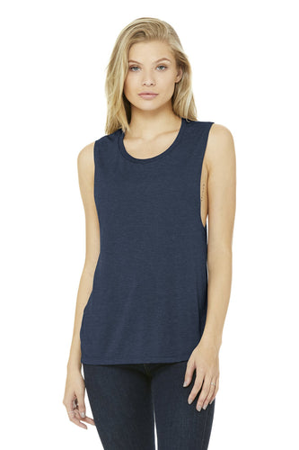 bella + canvas ladies flowy scoop muscle tank b8803 heather navy