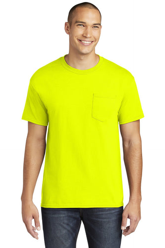 gildan heavy cotton pocket t shirt 5300 safety green