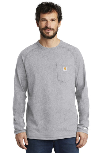 carhartt force cotton delmont long sleeve t-shirt ct100393 heather grey
