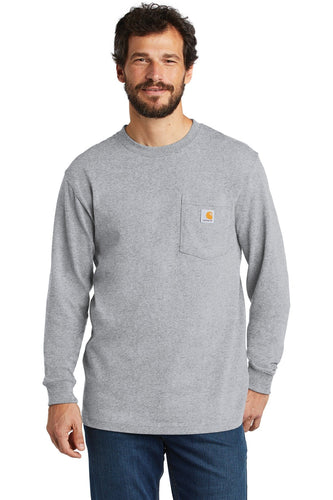 carhartt workwear pocket long sleeve t-shirt ctk126 heather grey