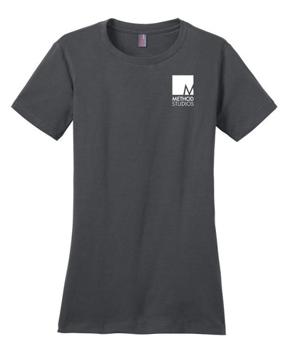 district made ladies perfect weight crew tee dm104l charcoal method studios
